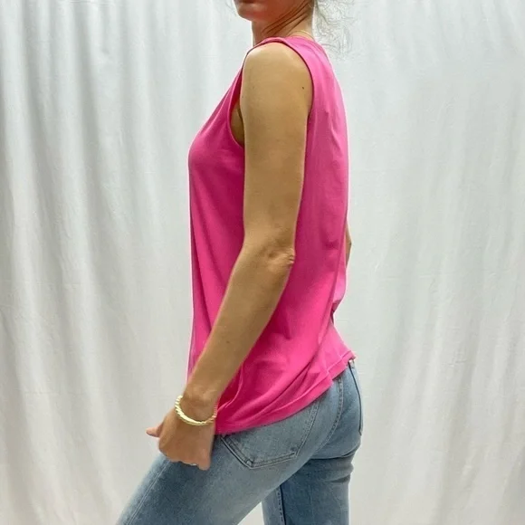 ELLEN Tracy sleeveless top top V neck hot pink size M - Picture 3 of 16